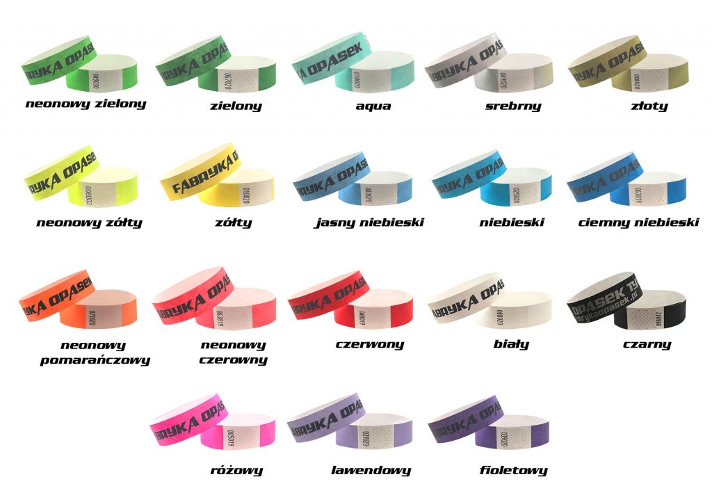 opaski papierowe tyvek 19mm różne kolory